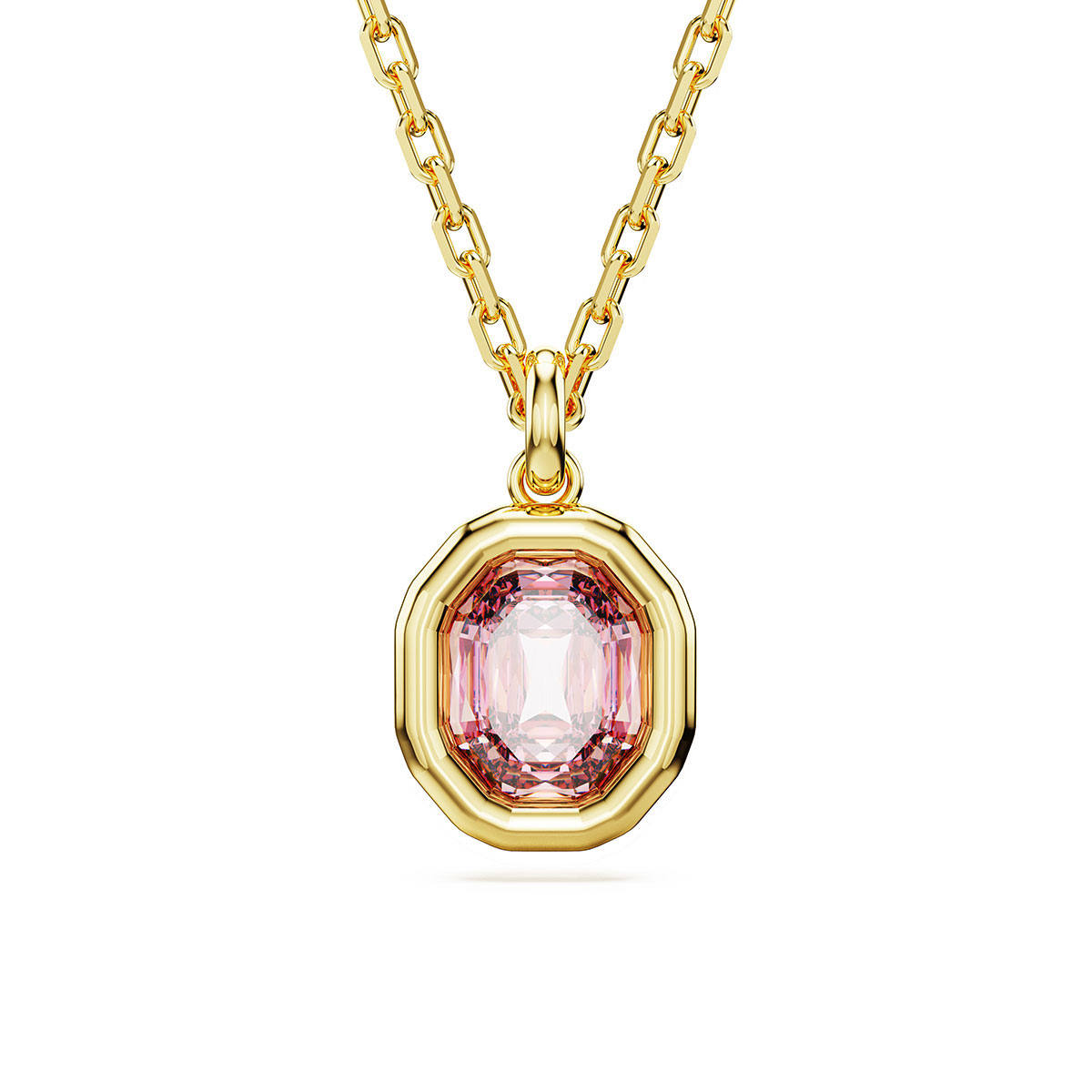 Swarovski Imber pendant, Octagon cut, Pink, Gold-tone plated